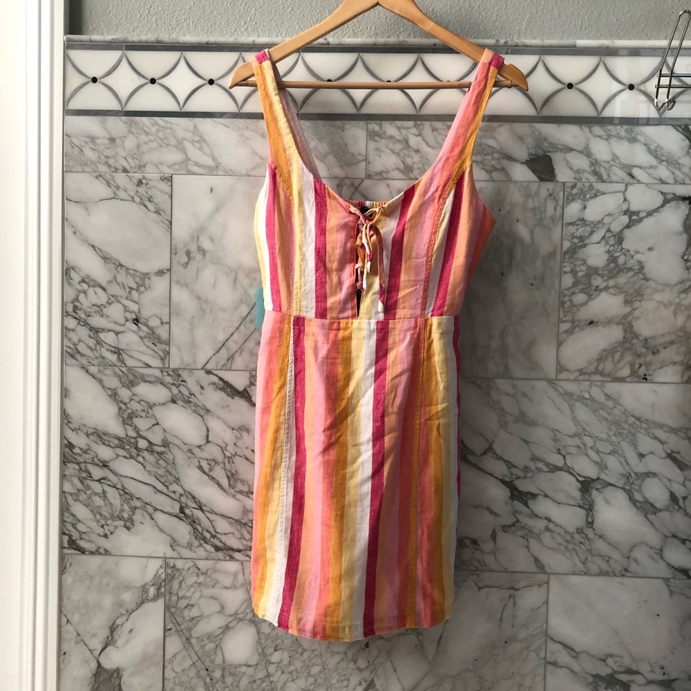 Forever 21 Vertical Stripe Multicolor Summer Dress